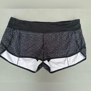 Rare Lululemon 6 inch Speed Up Shorts with Script Writing